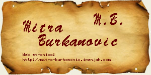 Mitra Burkanović vizit kartica